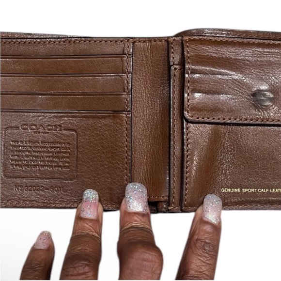 Coach Dark Brown Leather Bifold Wallet with Coin Pouch - Picture 3 of 7
